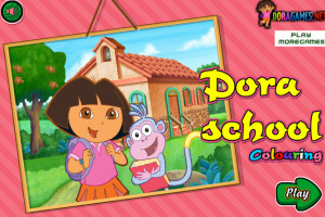 Coloriage de Dora à l’école